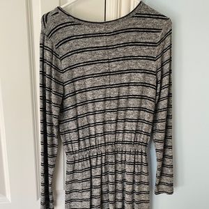 Lou & Grey gray striped cotton drawstring waist dress
